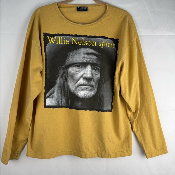 Alore Other - Vintage Willie Nelson "Spirit" long-sleeve T-shirt Size L Mustard Yellow Country